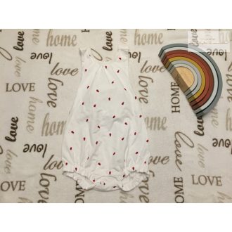   H§M 12 - 18 hó 86 cm fehér, katica mintás vékony pamut lány playsuit - újszerű,hibátlan