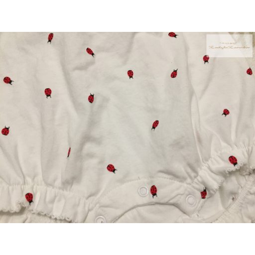 H§M 12 - 18 hó 86 cm fehér, katica mintás vékony pamut lány playsuit - újszerű,hibátlan