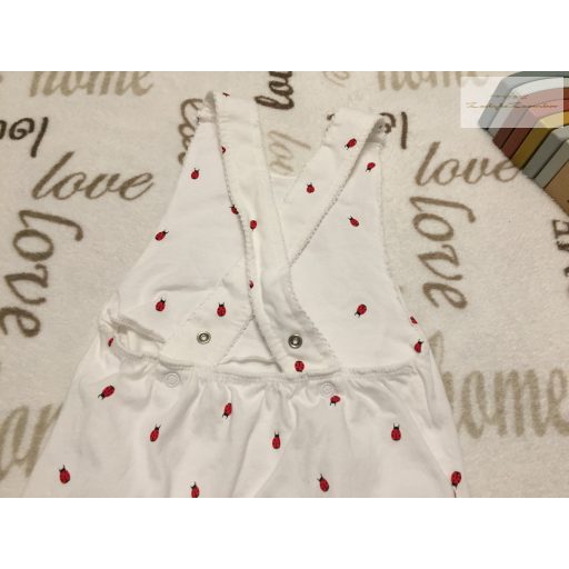 H§M 12 - 18 hó 86 cm fehér, katica mintás vékony pamut lány playsuit - újszerű,hibátlan