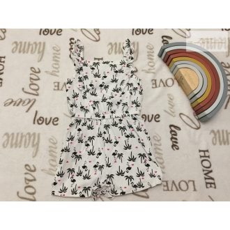   Matalan 18 - 23  hó 86 - 92 cm flamingó-pálmafa-szív mintás vékony pamut lány playsuit -újszerű,hibátlan