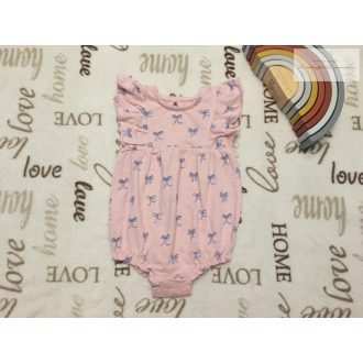   George 9 - 12 hó 74 - 80 cm rózsaszín, kék masni mintás pamut lány body/ playsuit  -új, szettet bontottam
