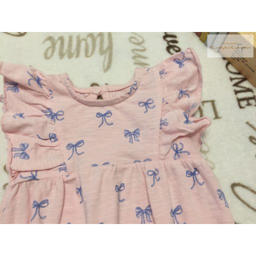 George 9 - 12 hó 74 - 80 cm rózsaszín, kék masni mintás pamut lány body/ playsuit  -új, szettet bontottam