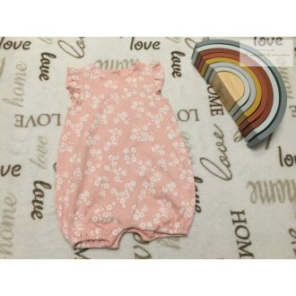   Mamas§Papas 0-3 hó 6,5 kg rózsaszín, fehér virágmintás pamut lány playsuit/ napozó- új, szettet bontottam
