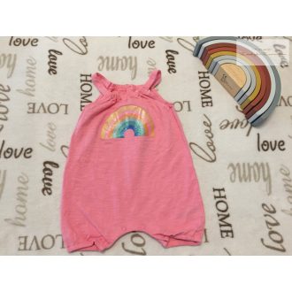   Next 3-6 hó  68 cm rózsaszín,  szivárvány mintás pamut lány playsuit / napozó-újszerű, hibátlan