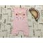 Lullaby 9-12 hó 74-80 cm rózsaszín, cica fej mintás vékony pamut lány playsuit - újszerű,hibátlan