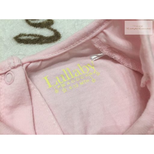 Lullaby 9-12 hó 74-80 cm rózsaszín, cica fej mintás vékony pamut lány playsuit - újszerű,hibátlan