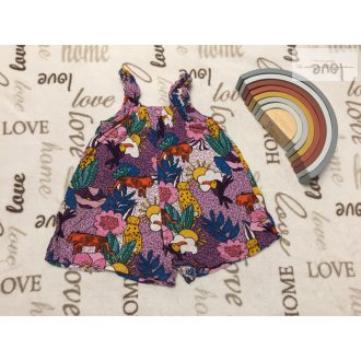   Next 12 - 18 hó 86 cm  tigris- tukán-dzsungel mintás pamut lány playsuit - újszerű,hibátlan
