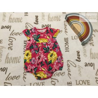   Nutmeg 6-9 hó 68-74 cm pink, színes nagy virágmintás pamut lány body/ playsuit- új, szettet bontottam