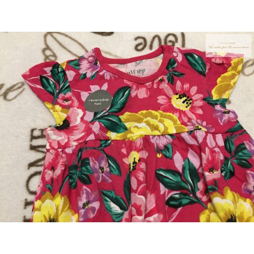 Nutmeg 6-9 hó 68-74 cm pink, színes nagy virágmintás pamut lány body/ playsuit- új, szettet bontottam