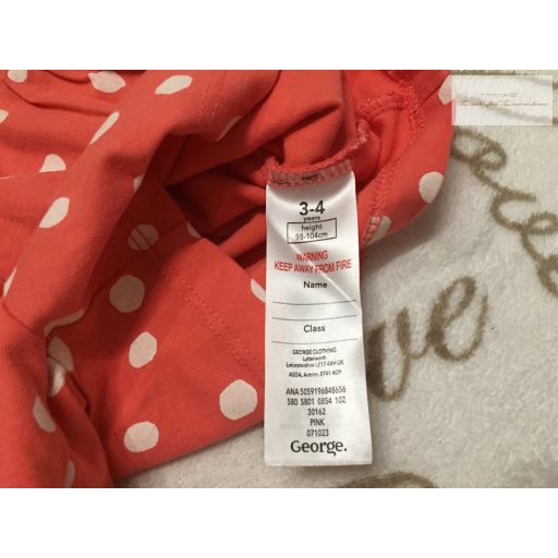 George 3-4  év 98 - 104 cm rózsaszín fehér pöttyös pamut lány  playsuit- újszerű,hibátlan