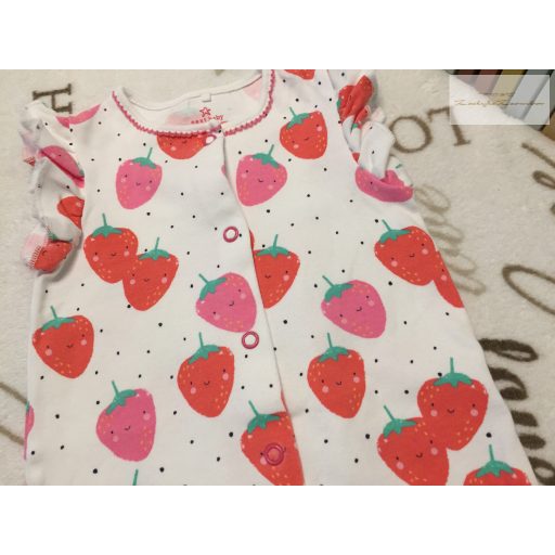 Next 6 -9 hó 9,5 kg eper mintás pamut lány playsuit/ napozó - újszerű,hibátlan