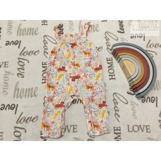   Primark 3-6 hó 62-68 cm színes tigris- dzsungel mintás puha duplagéz lány playsuit  - újszerű,hibátlan