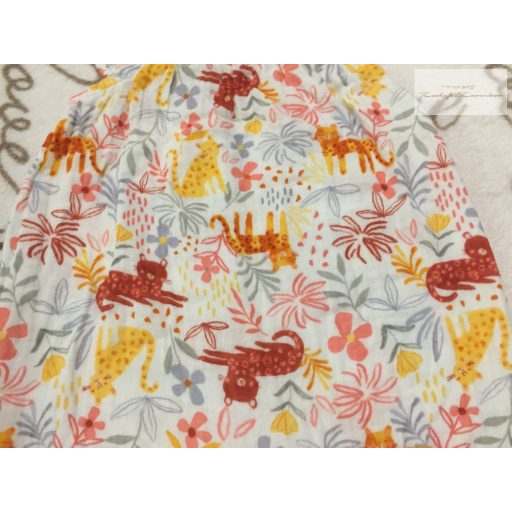 Primark 3-6 hó 62-68 cm színes tigris- dzsungel mintás puha duplagéz lány playsuit  - újszerű,hibátlan