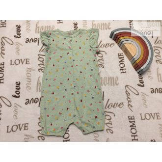   Next 2-3 év 92- 98 cm halvány zöld, színes apró gyümölcs mintás pamut lány playsuit - újszerű, hibátlan