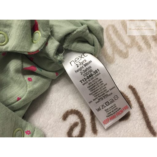 Next 2-3 év 92- 98 cm halvány zöld, színes apró gyümölcs mintás pamut lány playsuit - újszerű, hibátlan