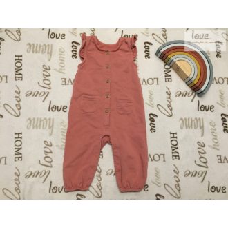   M§S 12-18 hó 83 cm tégla színű vállán fodros puha pamut lány playsuit- újszerű, hibátlan