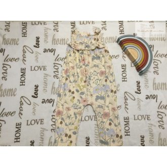   Next 18-24 hó 92 cm bézs, színes nagy virágmintás pamut lány  playsuit -újszerű,hibátlan