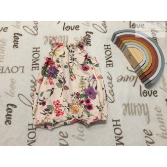   Next 3-6 hó 68 cm rózsaszín, nagy virágmintás pamut lány playsuit/ napozó újszerű,hibátlan