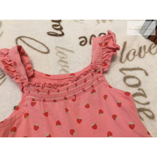 George 18  - 24 hó  86 - 92 cm rózsaszín, eper  mintás pamut lány playsuit-újszerű,hibátlan