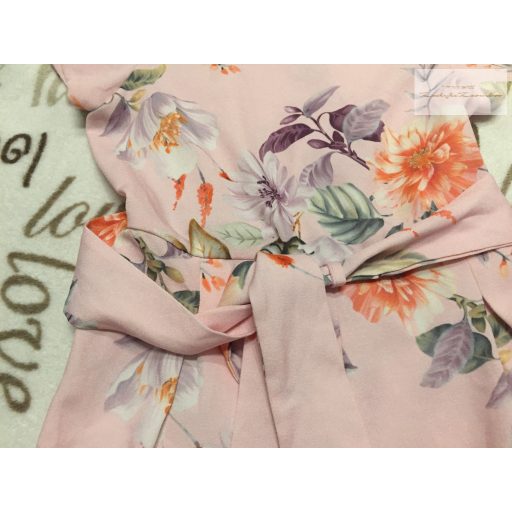 Next 4 év 104 cm  rózsaszín, virágmintás vékony anyagú lány  elkelmi/ elegáns kezeslábas/ playsuit- újszerű,hibátlan