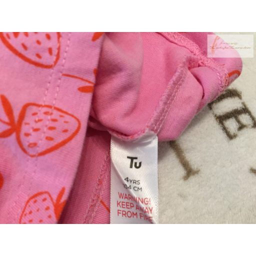TU 4 év 104 cm eper mintás, rózsaszín, vékony pamut lány playsuit-újszerű,hibátlan