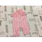 Matalan újszülöttre való 56 cm  fehér -rózsaszín csíkos vékony anyagú lány playsuit - újszerű,hibátlan