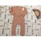 Primark 12 -18 hó 86 cm barna-fehér virágmintás,  rózsaszín,  pamut lány playsuit/ all in-- új, címkés