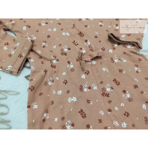 Primark 12 -18 hó 86 cm barna-fehér virágmintás,  rózsaszín,  pamut lány playsuit/ all in-- új, címkés