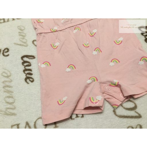 Primark 12- 18 hó 80 -86 cm rózsaszín, szivárvány mintás pamut lány  rövid playsuit - újszerű,hibátlan