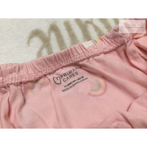 Primark 12- 18 hó 80 -86 cm rózsaszín, szivárvány mintás pamut lány  rövid playsuit - újszerű,hibátlan