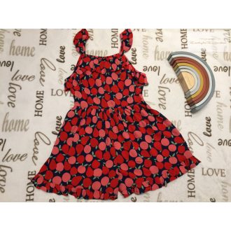   Next 9 év 134 cm kék, piros - rózsaszín gyümölcs mintás vékony anyagú lány playsuit - újszerű,hibátlan