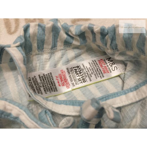 M§S 0 - 3 hó  6 kg 62 cm csíkos, vékony pamut  lány playsuit - újszerű, hibátlan