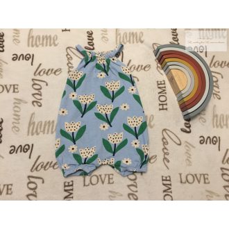   Next 6-9 hó 68 - 74 cm  világoskék virágmintás pamut lány playsuit-újszerű,hibátlan