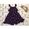 Next 7 év 122 cm sötétkék, fodros, eper mintás lehelet vékony  lány rövid playsuit újszerű,hibátlan