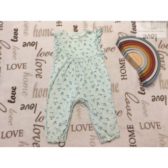   Fred§Flo 6-9 hó 68 - 74 cm halvány zöld, virágmintás-fodros pamut lány playsuit - újszerű,hibátlan