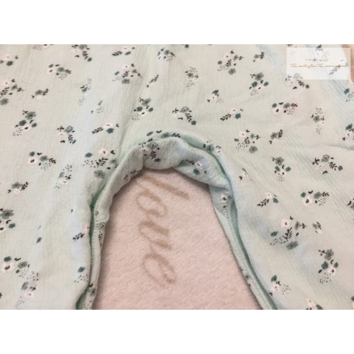 Fred§Flo 6-9 hó 68 - 74 cm halvány zöld, virágmintás-fodros pamut lány playsuit - újszerű,hibátlan