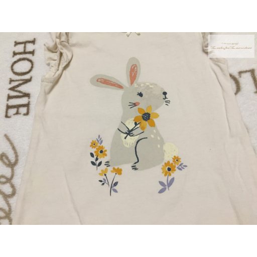 George 0 - 3 hó 56 -62 cm  bézs, nyuszi-virágmintás  pamut lány playsuit/ napozó -újszerű,hibátlan