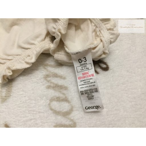 George 0 - 3 hó 56 -62 cm  bézs, nyuszi-virágmintás  pamut lány playsuit/ napozó -újszerű,hibátlan