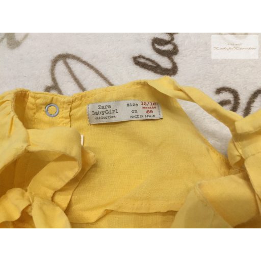 Zara 12-18 hó 86 cm sárga, vékony puha lenvászon lány playsuit -újszerű,hibátlan