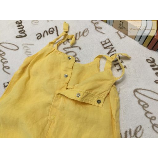 Zara 12-18 hó 86 cm sárga, vékony puha lenvászon lány playsuit -újszerű,hibátlan