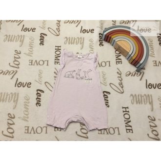   TU up to 1 month 56 cm  halvány lila, nyuszi mintás pamut  lány playsuit/ napozó- újszerű,hibátlan- Guess how.. koll