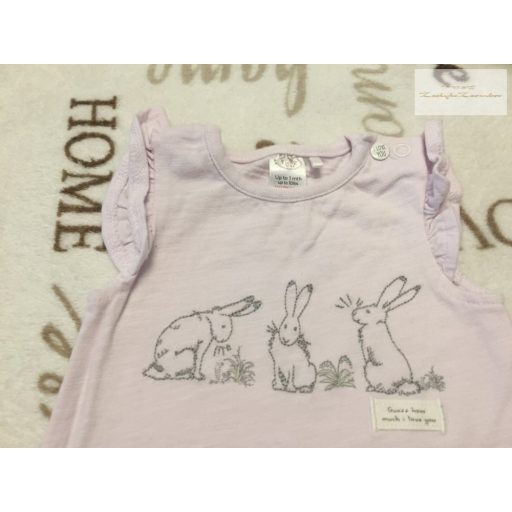 TU up to 1 month 56 cm  halvány lila, nyuszi mintás pamut  lány playsuit/ napozó- újszerű,hibátlan- Guess how.. koll