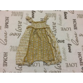   Next 3 - 6 hó 8 kg sárga - fehér mintás vékony anyagú lány rövid playsuit -újszerű, hibátlan