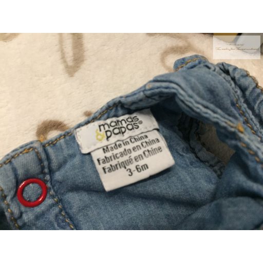 Mamas§Papas 3-6 hó 68 cmmellnél barna varrásos nagyon vékony farmer anyagú lány playsuit- újszerű,hibátlan