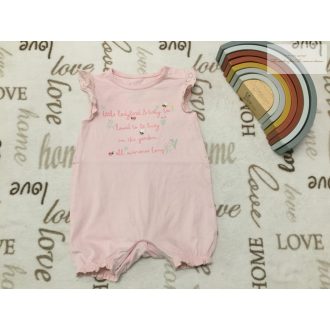   Fred§Flo 6-9 hó 68 - 74 cm rózsaszín, fodros-feliratos, méhecske-katica mintás lány playsuit/ napozó újszerű,hibátlan