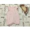 Fred§Flo 6-9 hó 68 - 74 cm rózsaszín, fodros-feliratos, méhecske-katica mintás lány playsuit/ napozó újszerű,hibátlan