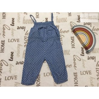   H§M 6-9 hó 74 cm fehér pöttyös nagyon vékony farmer lány playsuit/ kezeslábas - újszerű,hibátlan