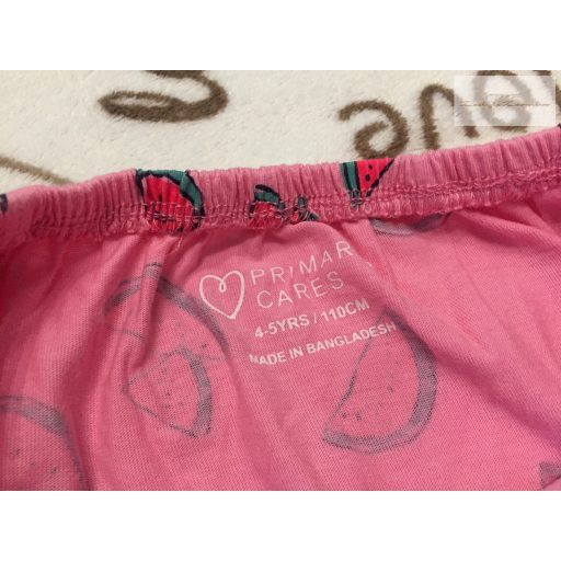 Primark 4-5 év 104-110 cm rózsaszín, dinnyes mintás vékony pamut lány playsuit - új, csak lecímkézve