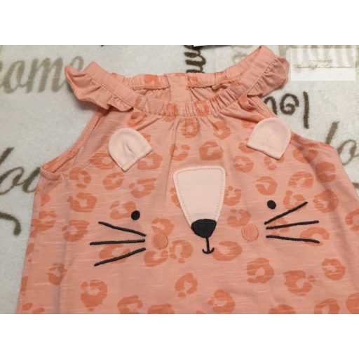 Next 9 - 12 hó 80 cm  tigris fej mintás pamut lány playsuit/ romper - új, címkés