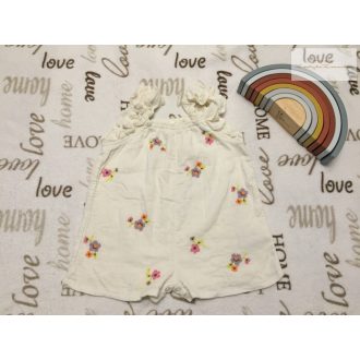   Next 12 - 18 hó 86 cm bézs színes virágmintás vékony puha pamut  lány playsuit -újszerű,hibátlan